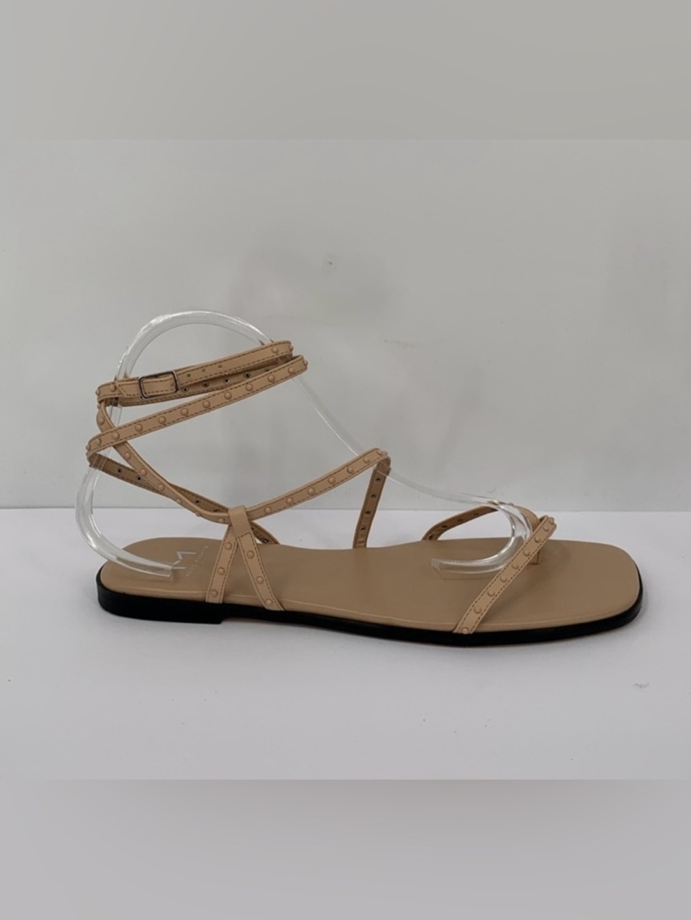 Marc Fisher Nalica strappy flat sandal shoe tan leather gladiator ankle 9.5